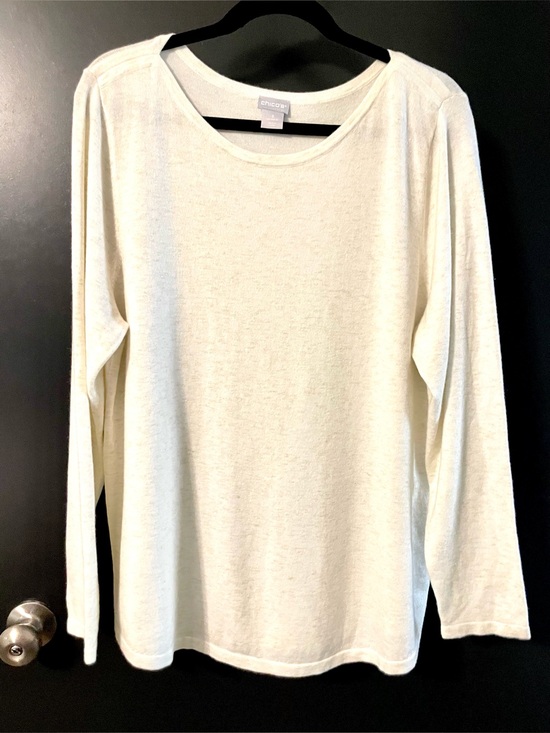 Chico's Sweaters - Chico's Size 3 Cream Long Sleeve Crewneck lightweight sweater with cashmere gold
